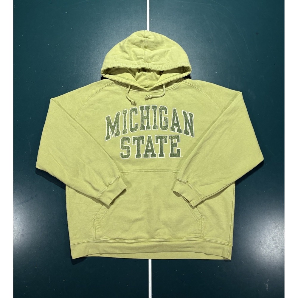 Vintage Michigan State Spartans Hoodie Sweatshirt Adult Large Light Green 90s